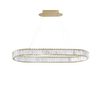 Owalna lampa wisząca Bauta crystal LED 48W glamour złota