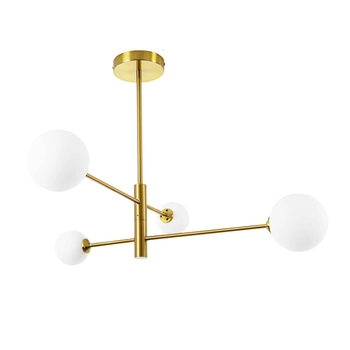 LAMPA sufitowa DORADO LP-002/4P Light Prestige loftowa OPRAWA 4-punktowy metalowy plafon molekuły szklane kule złote białe