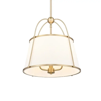 Lampa wisząca art deco SAVANNAH biała złota metalowa modernistyczna z kloszem P03538BR-WH