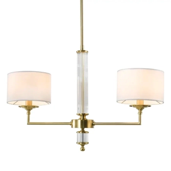 Podwójna lampa sufitowa SUTTON P02838BR-WH abażurowa mosiądz biały