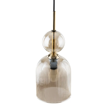Szklana wisząca lampa Sophia Cognac 11039 ryflowana brązowy