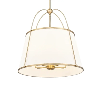Modernistycza lampa wisząca SAVANNAH biała złota metalowa art deco z abażurem P05545BR-WH