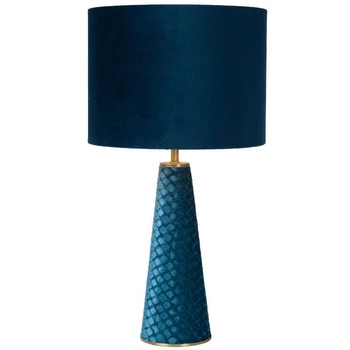 Stołowa LAMPKA stojąca VELVET 10501/81/37 Lucide abażurowa LAMPA nocna niebieska