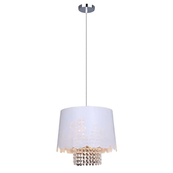 Wisząca LAMPA glamour GERI MDM1939/1 B Italux metalowa OPRAWA z wzorkami ZWIS z kryształkami crystal biały