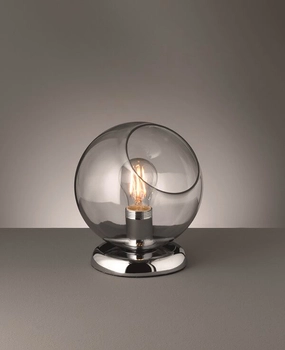 Stołowa LAMPA stojąca R50071054 nocna LAMPKA szklana kula ball chrom przydymiona