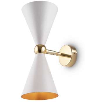 Ścienna lampa Vesper MOD108WL-02WG Maytoni stożkowa góra-dół biała złota