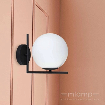 Ścienna LAMPA szklana CONDI MBM-7475/1 BL MDECO loftowa OPRAWA kinkiet kula ball grafitowa biała