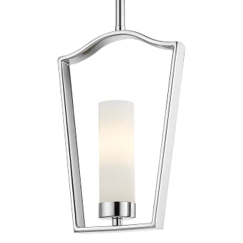 Wisząca lampa salonowa Dublin szklana tuba w ramce chrom