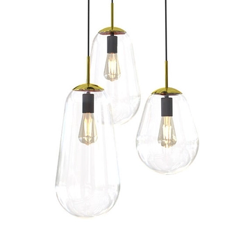 Skandynawska lampa wisząca Pear 7794 szklana nad stół przezroczysta