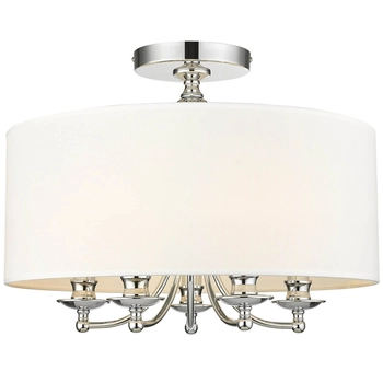 Abażurowa lampa sufitowa Abu Dhabi salonowa biała chrom