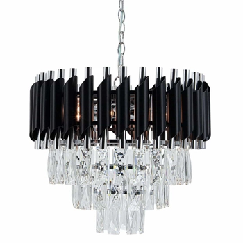 Kryształowa lampa wisząca Toledo 6260/4 8C BL glamour czarna chrom OUTLET