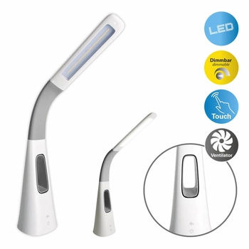 Lampka biurowa z wentylatorem Ventu 3187323 LED 4W 5600K dotykowy wiatrak biały