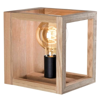Ekologiczna LAMPA ścienna KAGO 9159174 Spotlight drewniana OPRAWA kostka kinkiet kwadratowy cube dąb olejowany czarna