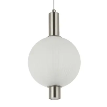 Kulista lampa wisząca Lenti PND-83631-1-SC-WH LED 7W 3000K biała srebrna