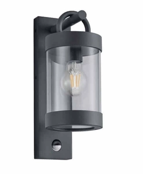 Elewacyjna LAMPA kinkiet CUSTYRA DL142204169 Trio metalowa OPRAWA ogrodowa tuba zewnętrzna z czujnikiem IP44 antracytowa
