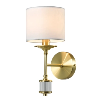 Kinkiet na ścianę z abażurem SUTTON W01845BR-WH mosiądz biały