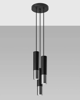 Modernistyczna LAMPA wisząca SL.0943 loftowy tuby kaskada czarna chrom OUTLET