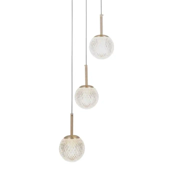 Potrójna kryształowa wisząca lampa Padri PND-40827-3-HBR-CL glamour złota