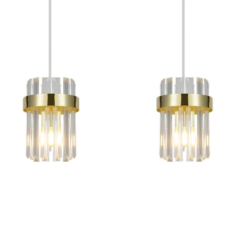 Metalowa lampa wisząca Vetro LP-2910/2L GD kryształowa nad wyspę złota