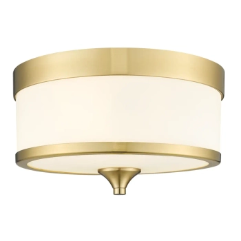 Szklana lampa sufitowa FLEETWOOD C03293BR okrągła mosiądz biały