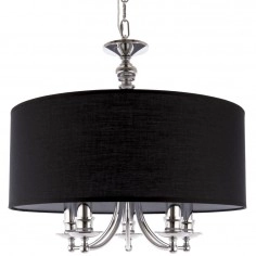 Abażurowa LAMPA wisząca ABU DHABI P05697CH-BK Cosmolight klasyczny zwis na łańcuchu czarna