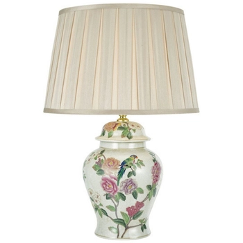 Lampa stołowa prowansalska Peony PEO4255+DEG1629 Dar Lighting kwiaty écru