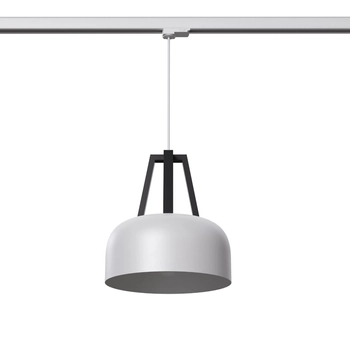 Wisząca lampa 3-fazowa CASCO MYL.00192 kopuła z żarówką biały czarny