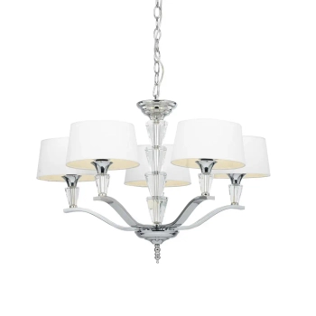 Lampa wisząca z abażurkami Fiennes FIENNES-5NI na łańcuchu chrom biały