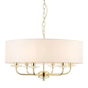 Lampa wisząca Nixon 70561 Endon abażur na łańcuchu ecru mosiądz