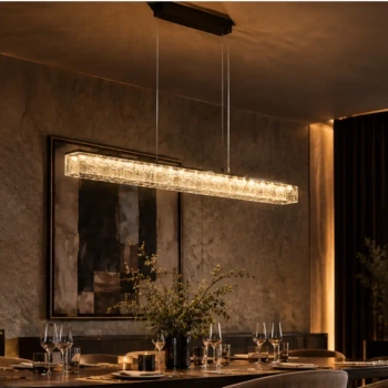 Lampa wisząca glamour do jadalni SAVOY P0697 nikiel szklana belka LED 28W