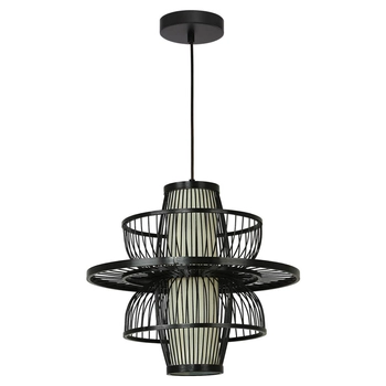 Ratanowa lampa wisząca Astra LP-3110/1P BK japandi boho czarna