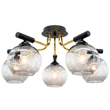Modernistyczna LAMPA sufitowa 2207/5 BL TR Elem loftowa OPRAWA szklane kule czarne złote