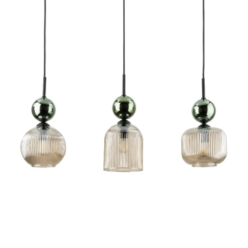 Glamour wisząca lampa na belce Sophia Green 11147 szklana zielony