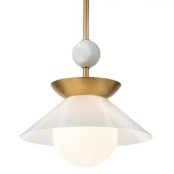 Modernistyczna lampa wisząca Saucer QN-SAUCER-1P-M-AB-OPAL szklana mosiądz