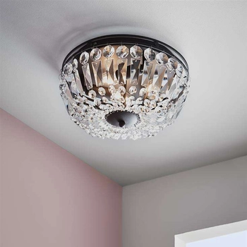 Plafon LAMPA sufitowa VASA 107587 Markslojd okrągła OPRAWA kryształowa crystal IP21 czarna przezroczysta