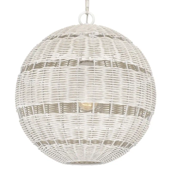 Kulista lampa wisząca Lindendale QZ-LINDENDALE-P-AWH okrągła rattan biały