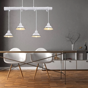 Prowansalska LAMPA wisząca JOWITA 54050-4H Globo metalowa OPRAWA zwis shabby biały czarny