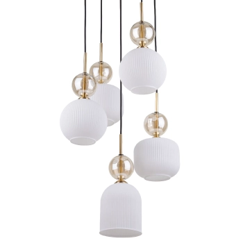 Wisząca lampa do przedpokoju Sophia Cognac 11593 szklana czarny biały