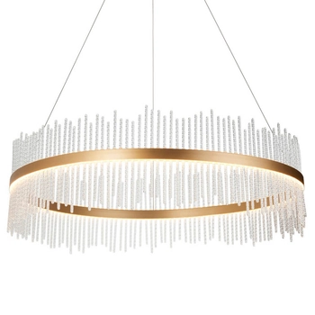 Okrągły żyrandol do salonu L&-1107672 LED 83W 3000K złoty przezroczysty