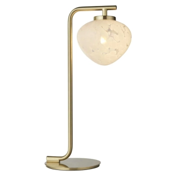 Stołowa lampka glamour L&-198817 metalowa szklana biała mosiądz