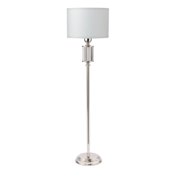 Podłogowa lampa z abażurem Artu ART-LN-1 (N) do sypialni biała nikiel
