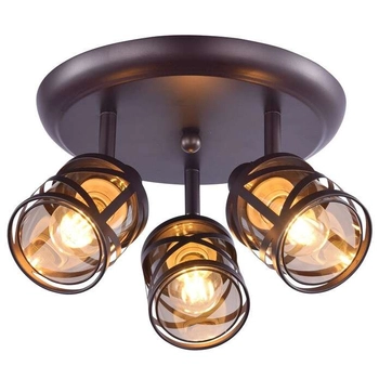Sufitowa LAMPA plafon OBERON 5337 Rabalux metalowa OPRAWA obudowany szklany klosz brązowa kawowa bursztynowa