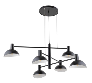 6-punktowa lampa wisząca Artis czarna industrial do pokoju