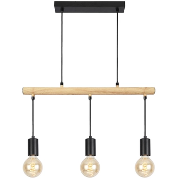 Lampa wisząca IZZY 33-78063 loftowa metalowy zwis hygge czarny drewno
