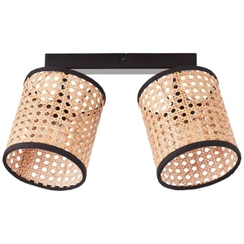 Sufitowa lampa ratanowa Wiley 99486/06 podwójna czarna drewniana