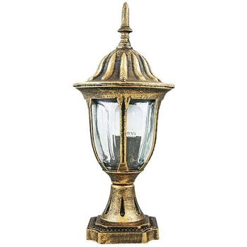 Ogrodowa LAMPA stojąca FLORENCJA 302588 Polux zewnętrzna OPRAWA metalowa latarenka outdoor IP43 patyna przezroczysta