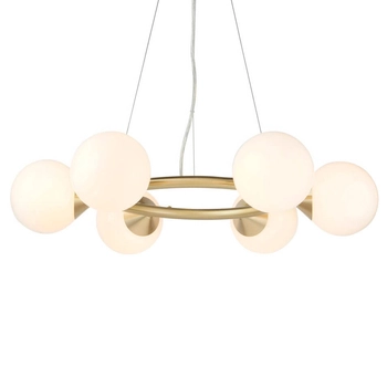 Kulista lampa wisząca do salonu L&-1106390 mosiądz biały