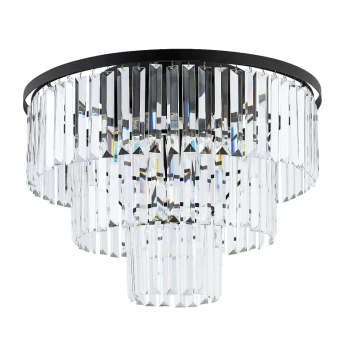 Kryształowa lampa sufitowa CRISTAL 7627 do salonu czarna przezroczysta