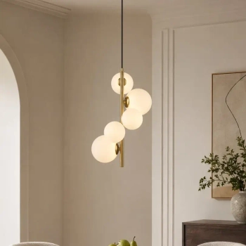 Lampa wisząca kulista MOLECULA NOW-10883P3 biała złota 5xG9 nad stół
