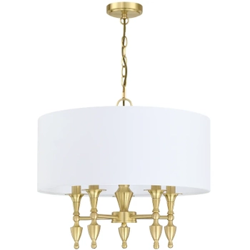 Wisząca lampa z abażurem Austin P05197BR-WH Cosmolight biały mosiądz